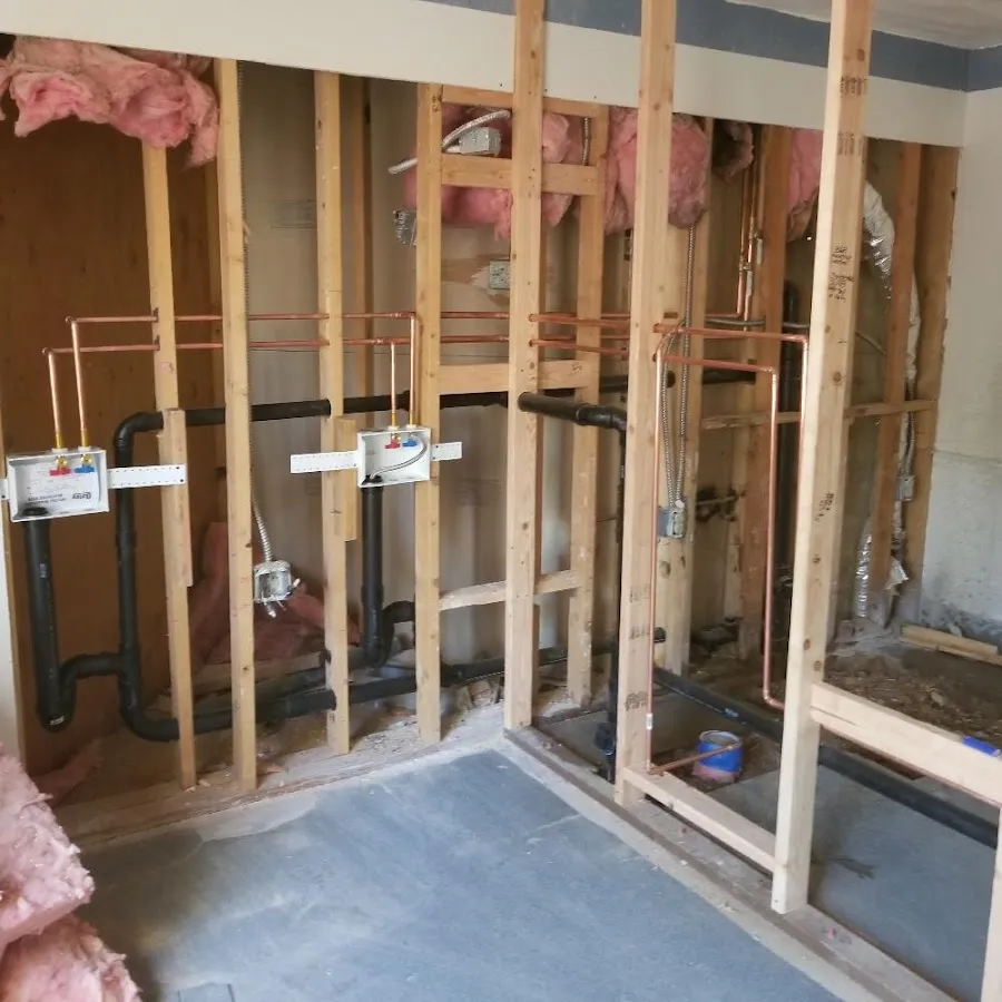 Copper pipe rough-in and plumbing installation in Holly Springs